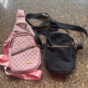 Source Unknown Pink Quilted and Black Crossbody Bags